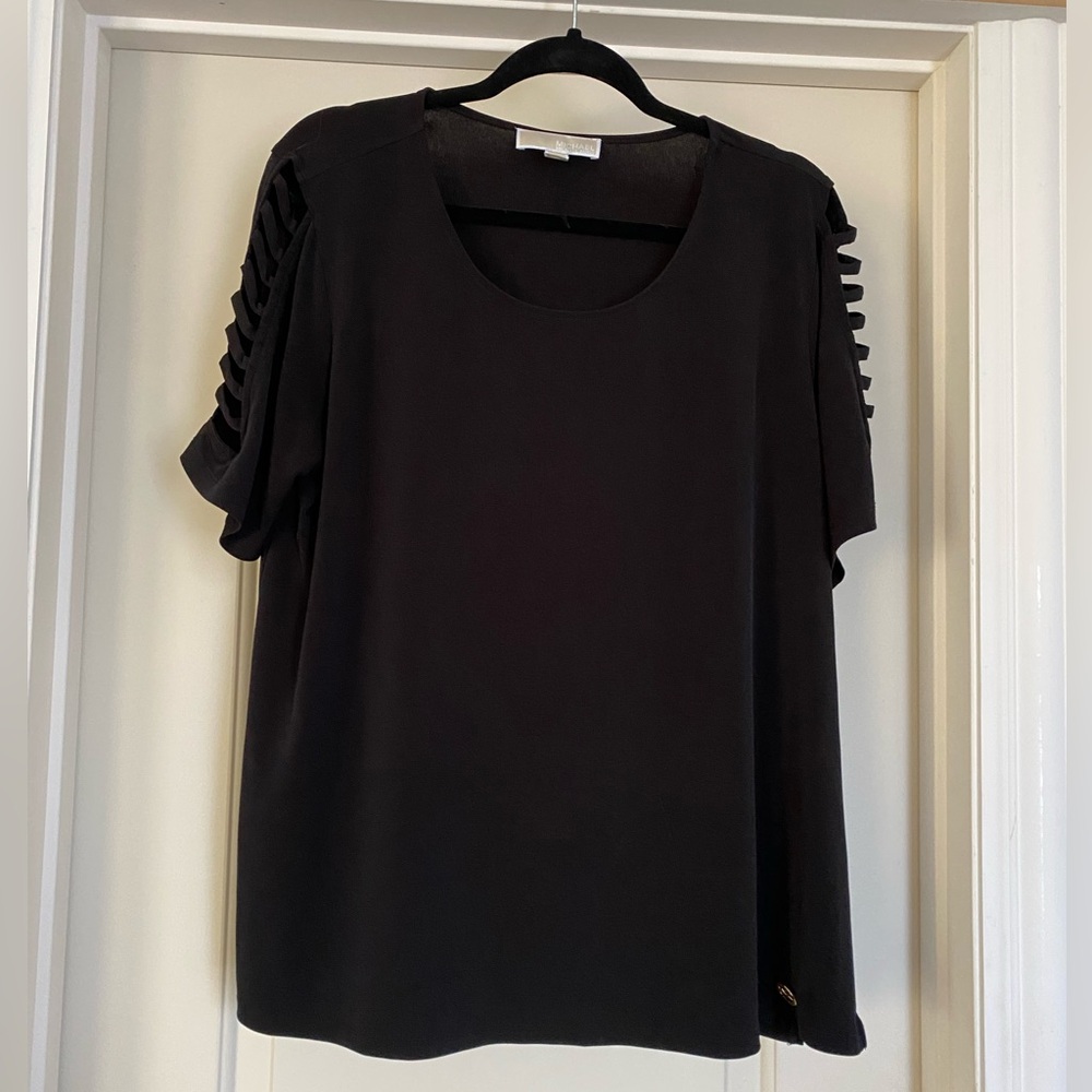 Michael Kors Black Blouse with Cut-Out Sleeves